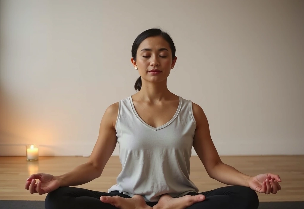 A person in a meditative yoga pose, surrounded by soft light, symbolizing peace and introspection.