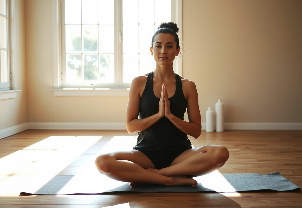 A person meditating peacefully in a sunlit yoga studio, symbolizing the journey of self-discovery and inner peace.