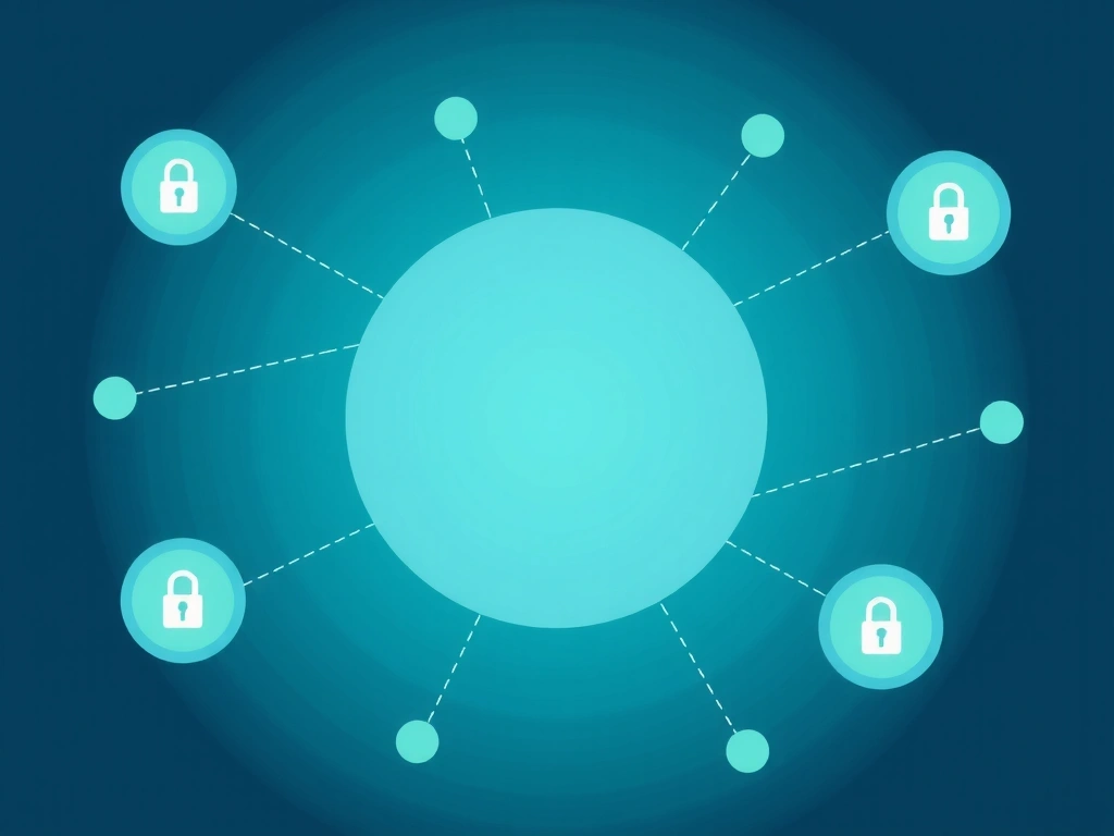 Digital representation of data security, locks and interconnected lines